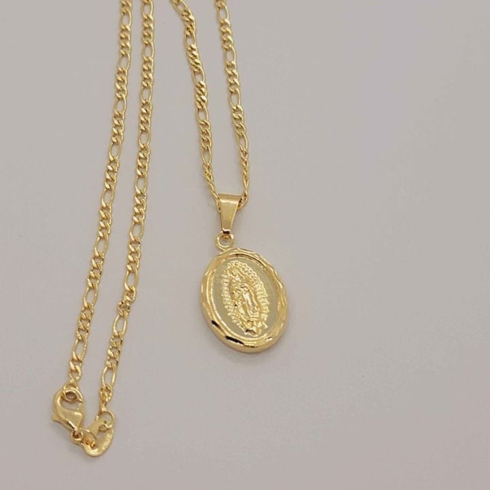 Brand New Brazilian 18k Gold Filled Virgen de Guadalupe Necklace - Picture 2 of 5